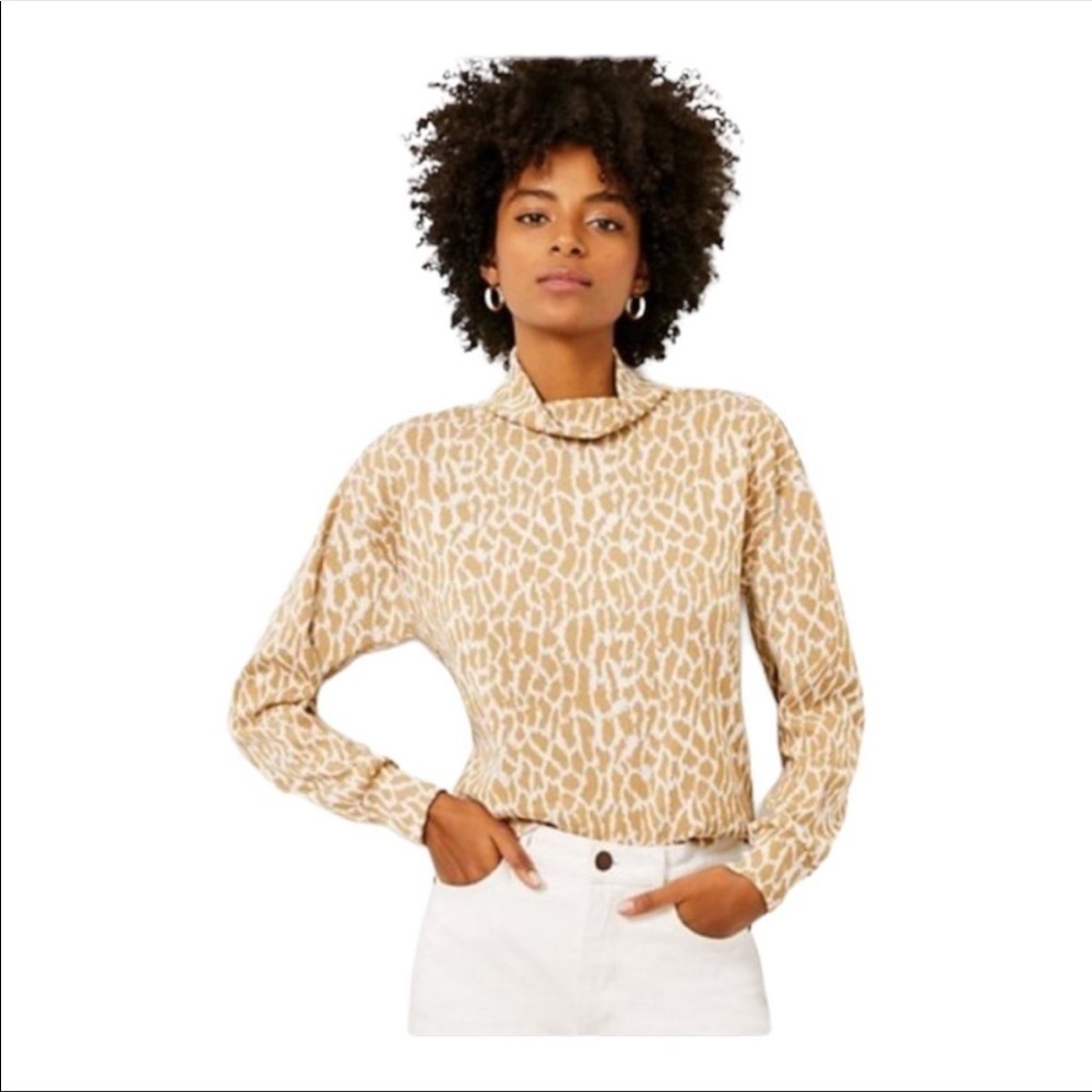 LOFT Leopard Print Cowl Neck Sweater